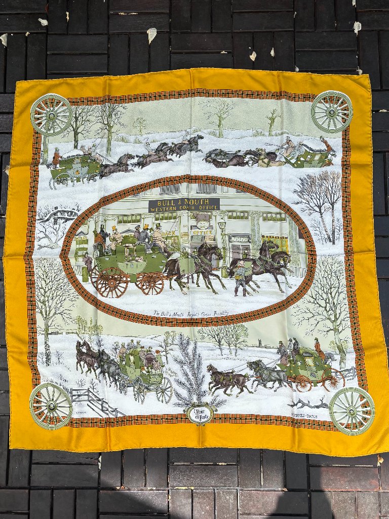 Hermes Scarf Carre 90 Yellows Silk100% Authentic Ledoux